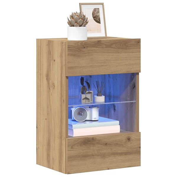 vidaXL væghængte skabe til TV 2 stk. med LED-lys 40x30x60,5 cm kunsteg