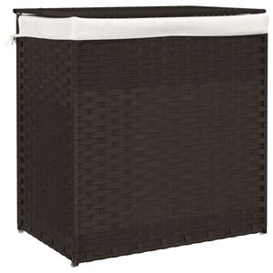 vidaXL vasket&oslash;jskurv med 2 sektioner 53x35x57 cm polyrattan m&oslash;rkebrun