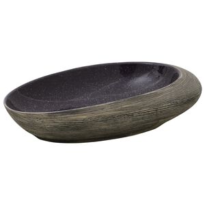 vidaXL h&aring;ndvask til bordplade 59x40x14 cm oval keramik lilla og gr&aring;