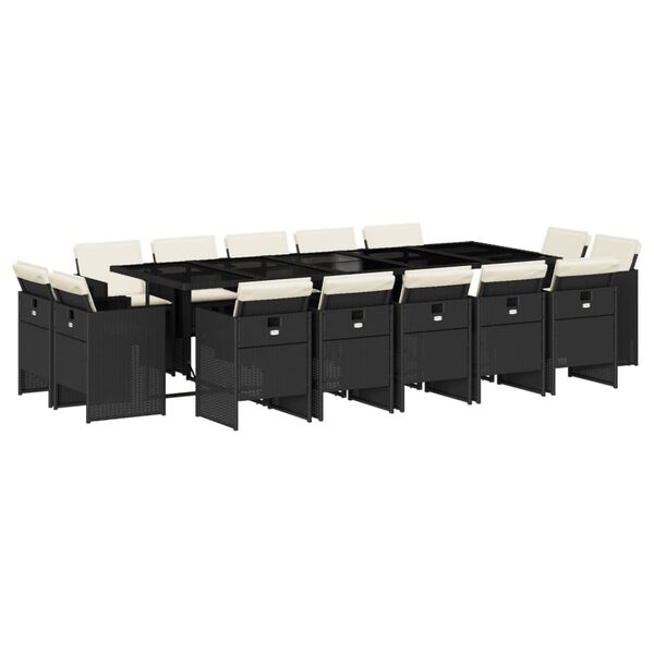 vidaXL spisebordss&aelig;t til haven 15 dele med hynder polyrattan sort