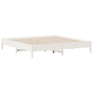 vidaXL sengeramme uden madras 200x200 cm massivt fyrretr&aelig; hvid