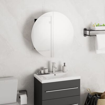 vidaXL badeværelsesskab med rundt spejl og LED-lys 40x40x17,5 cm sort