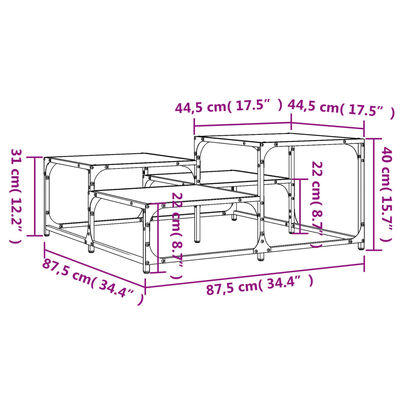 vidaXL sofabord 87,5x87,5x40 cm konstrueret træ sonoma-eg