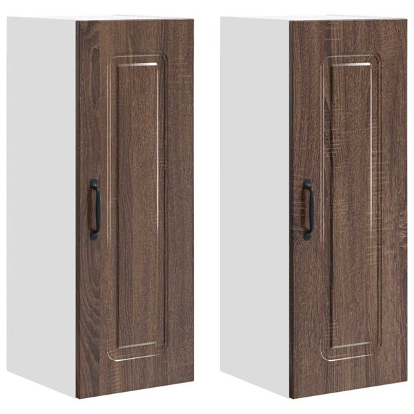 vidaXL K&oslash;kkenskab Kalmar 2 pcs Brun eg 30 x 31 x 80 cm Konstrueret tr&aelig;