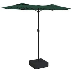 vidaXL parasol med dobbelt parasoldug og LED-lys 316x145 cm gr&oslash;n