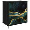 vidaXL Skuffeskab WIJHE Teal marmorprint 66 x 36,5 x 76 cm Sort eg