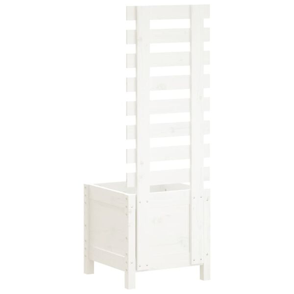 vidaXL plantekasse med stativ 39x39,5x114 cm massivt fyrretr&aelig; hvid