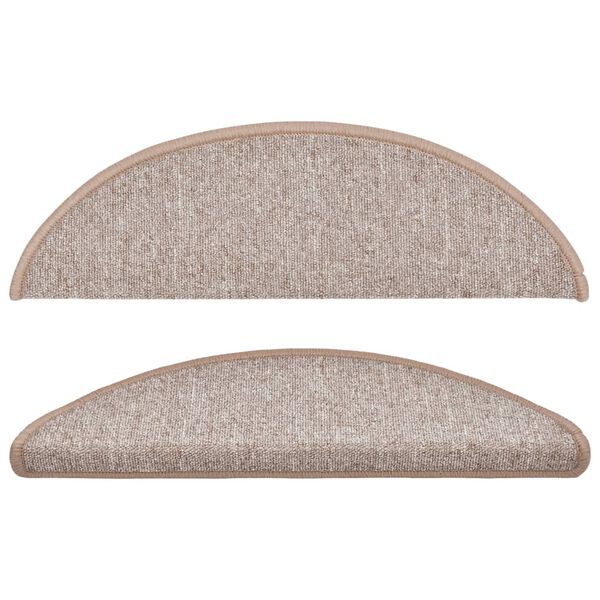 vidaXL trappem&aring;tter 15 stk. 56x17x3 cm lysebrune halvrunde