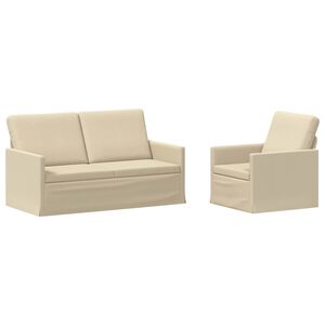 vidaXL Sofa S&aelig;t 2 pcs Cremefarvet Stof