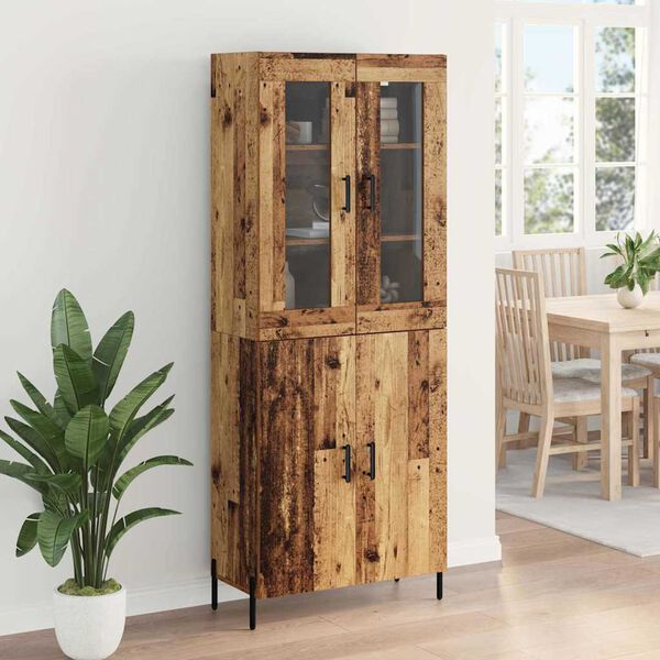 vidaXL Highboard Gammelt tr&aelig; 69,5 x 34 x 180 cm Konstrueret tr&aelig;