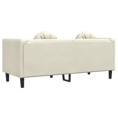 vidaXL 2-personers sofa med hynder velour cremefarvet