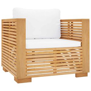 vidaXL sofastol til haven med cremefarvede hynder massivt teak