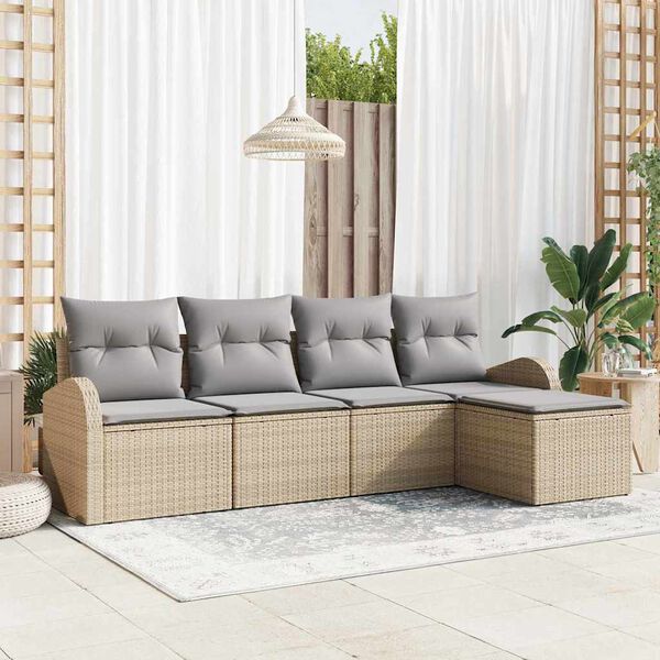 vidaXL Havesofa S&aelig;t 5 pcs Beige polyrattan