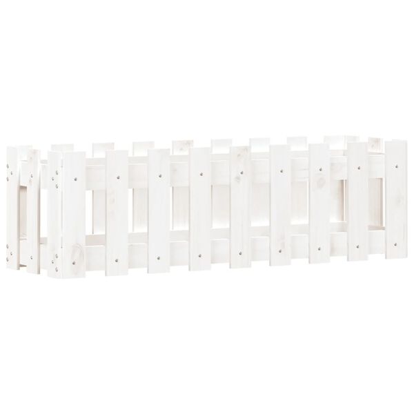 vidaXL h&oslash;jbed med stakitdesign 100x30x30 cm massivt fyrretr&aelig; hvid