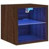 vidaXL v&aelig;gh&aelig;ngt tv-bord med LED-lys 30x28,5x30 cm brun egetr&aelig;sfarve