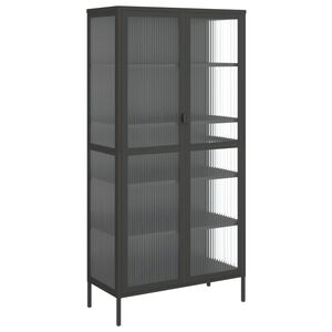 vidaXL skab 85x40x180 cm glas og st&aring;l sort