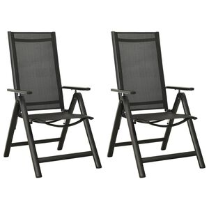 vidaXL Klapstole 2 stk. Textilene og aluminium sort