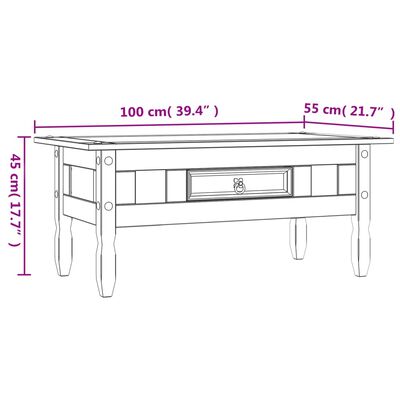 vidaXL sofabord 100x55x45 cm fyrretræ grå