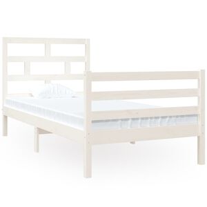 vidaXL sengeramme 90x190 cm Single massivt tr&aelig; hvid