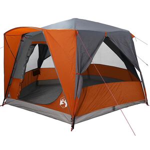 vidaXL Cabin Tent 5-Person med tag Gr&aring; og orange 333 x 317 x 194 cm