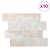 vidaXL Subway flise 10 pcs Beige marmor 29.4 x 21.4 cm