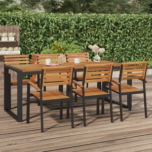vidaXL havebord med U-formede ben 200x90x75 cm massivt akacietr&aelig;