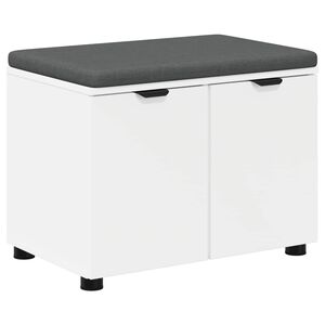 vidaXL Hallb&aelig;nk med pude Hvid 60 x 38 x 46 cm Kunstigt tr&aelig; og stof