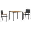 vidaXL Have Spisebordss&aelig;t 3 stk. Sort polyrattan