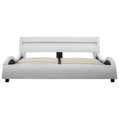 vidaXL sengestel med LED 140x200 cm kunstlæder hvid