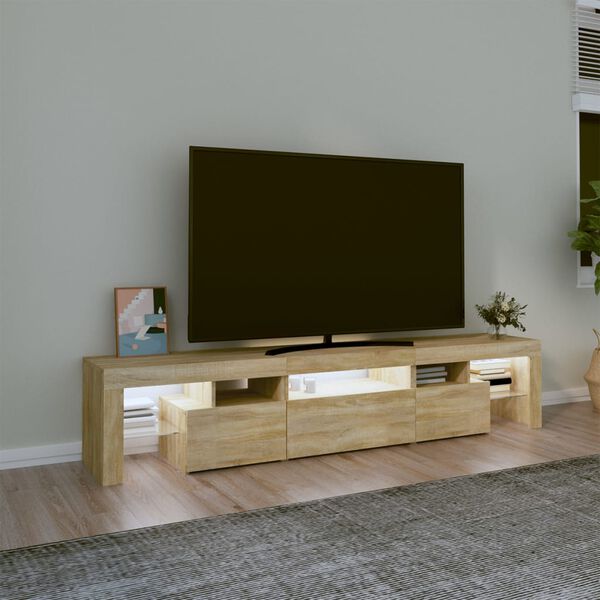 vidaXL tv-bord med LED-lys sonoma-eg 200x36,5x40 cm