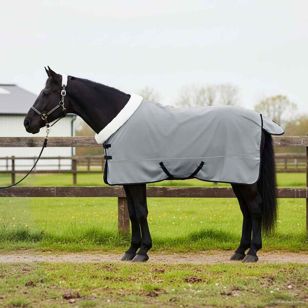 vidaXL Hestet&aelig;ppe M&oslash;rkegr&oslash;n 165 cm Polar fleece