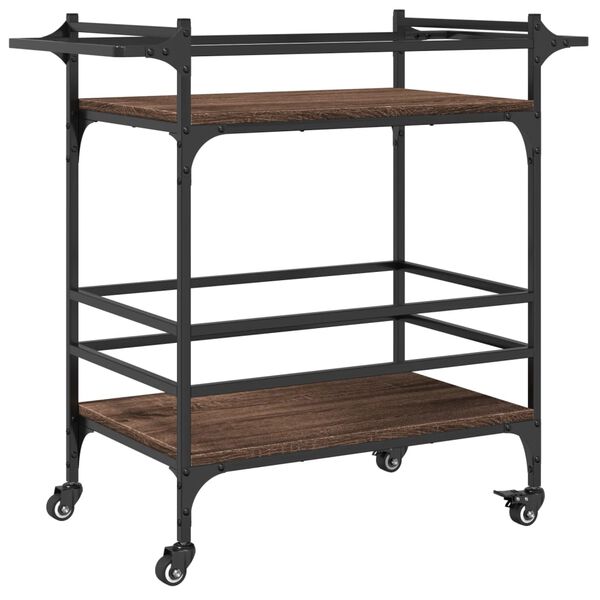 vidaXL køkkenvogn 82x40x78,5 cm konstrueret træ brun egetræsfarve