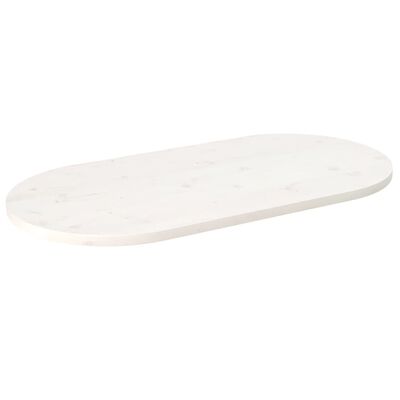 vidaXL bordplade 90x45x2,5 cm oval massivt fyrretræ hvid