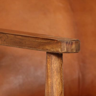 vidaXL lænestol ægte læder med akacietræ brun