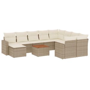 vidaXL sofas&aelig;t til haven 11 dele med hynder polyrattan beige