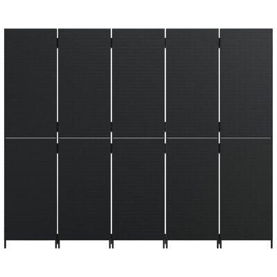 vidaXL rumdeler 5 paneler polyrattan sort