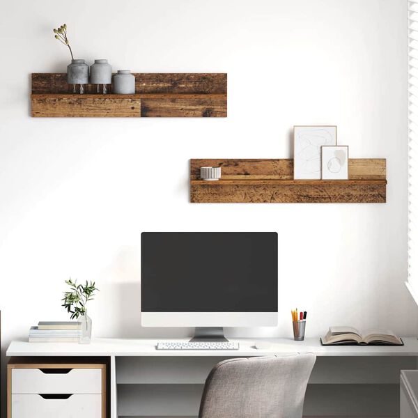 vidaXL Væghylde 2 pcs Gammelt træ 80 x 11,5 x 18 cm Konstrueret træ