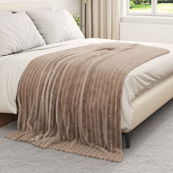 vidaXL Throw t&aelig;ppe Camel 200 x 150 cm Fleece