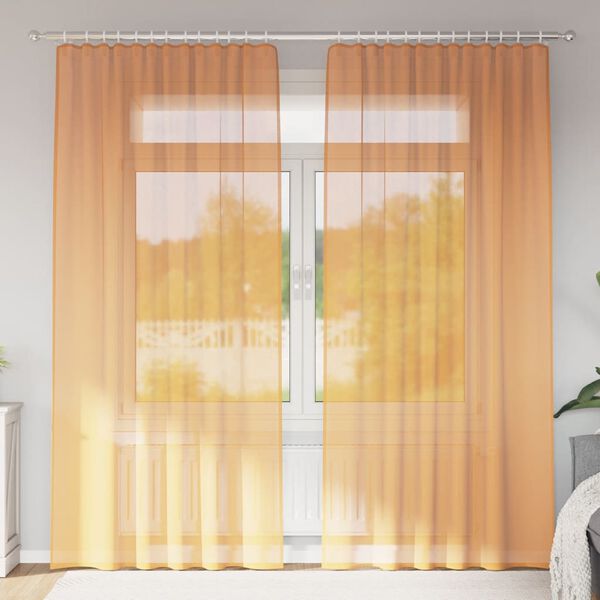 vidaXL voile-gardiner med stanglommer 2 stk. orange