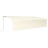 vidaXL markise m. gardin + LED 6x3 m manuel betjening cremefarvet
