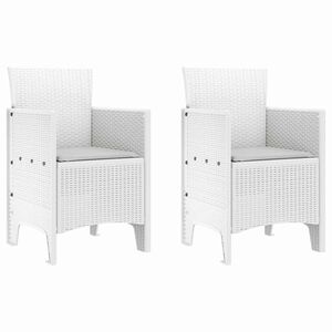 vidaXL Have Stol med pude 2 pcs Hvid 53 x 49 x 85 cm Polypropylen