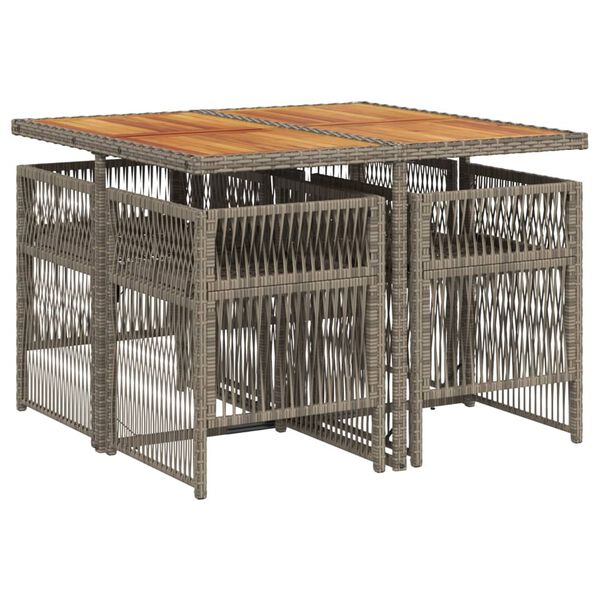 vidaXL spisebordss&aelig;t til haven 5 dele med hynder polyrattan gr&aring;