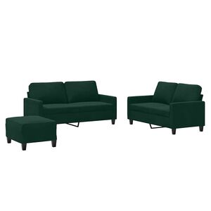 vidaXL sofas&aelig;t 3 dele med hynder velour m&oslash;rkegr&oslash;n