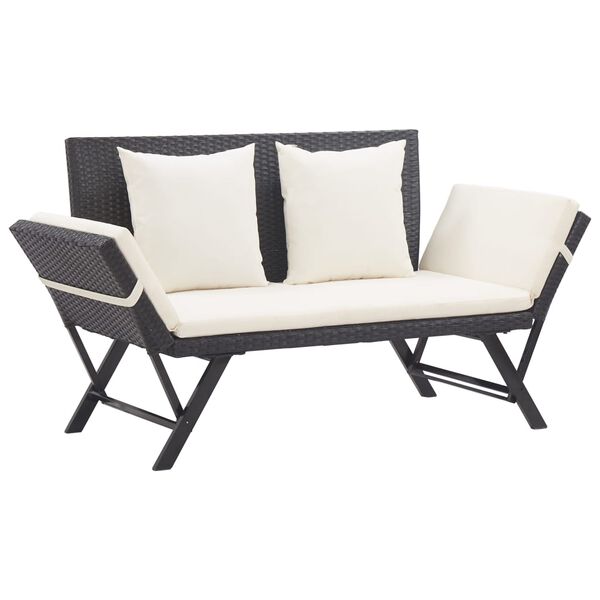 vidaXL haveb&aelig;nk med hynder 176 cm polyrattan sort