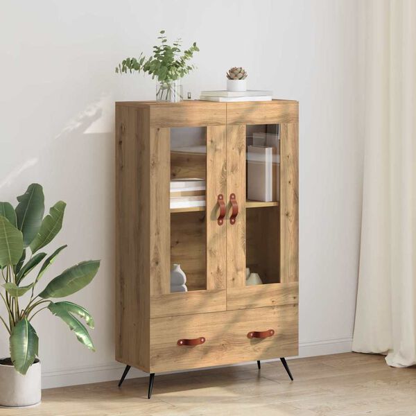 vidaXL Highboard Artisan Egetr&aelig; 69,5 x 31 x 115 cm Ingeni&oslash;rtr&aelig; og glas