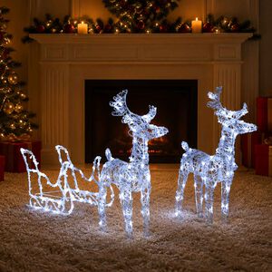 vidaXL rensdyr og kane julefigur 160 LED'er 130 cm akryl