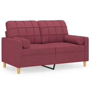 vidaXL 2-personers sofa med pyntepuder 120 cm stof vinr&oslash;d