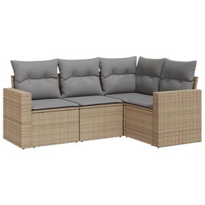 vidaXL sofas&aelig;t til haven 4 dele med hynder polyrattan beige