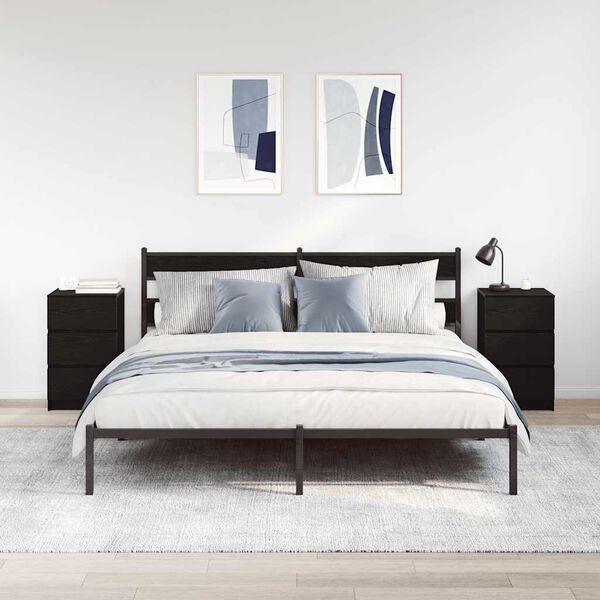 vidaXL sengeborde med 3 skuffer 2 stk. 39x35x65 cm sort