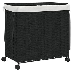 vidaXL vasket&oslash;jskurv med hjul 60x35x60,5 cm rattan sort